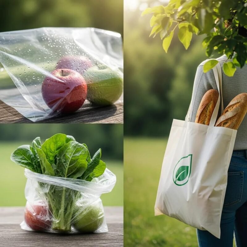 Biodegradable plastic films used in eco-friendly packaging solutions, highlighting sustainability in blown film extrusion